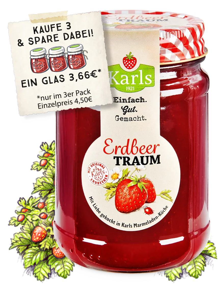 Erdbeertraum · Feiner Erdbeer-Fruchtaufstrich · Karls Shop 🍓